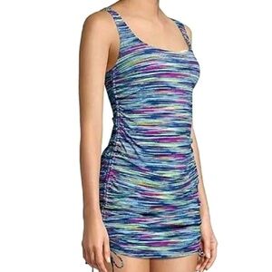 Lands End Swim Dress Striped One Piece Swimsuit Swimdress 12